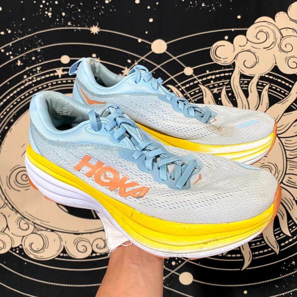 Hoka One One Bondi 8 1127952-SSCA Athletic Sneaker Women's 9.5 Blue Mesh Sports